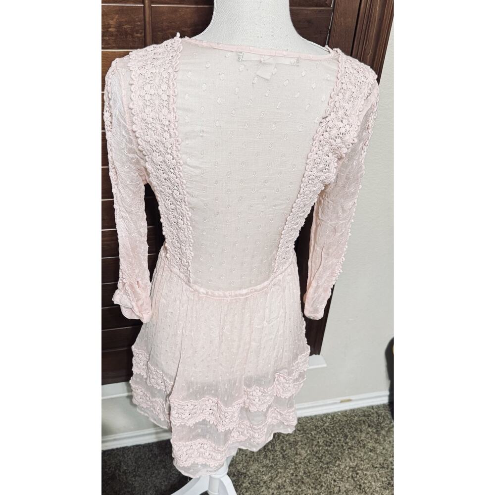 Chelsea Violet Dress Womens M Pink Sheer Lace Boho Romantic Coquette - Picture 7 of 9
